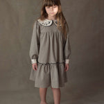 Popelin Black Gingham Embroidered Collar Dress