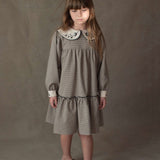 Popelin Black Gingham Embroidered Collar Dress