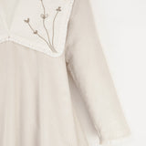 Popelin Off White Embroidered Cape Style Dress