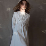 Popelin Off White Embroidered Cape Style Dress