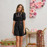 Porter Black Colorful Stitching Dress