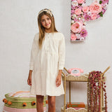 Porter Off White Floral Embroidery Tiered Dress