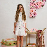 Porter White Button Down Small Flower Detail Dress