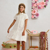 Porter White Flower Applique Dress