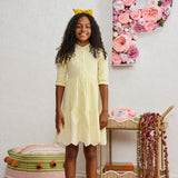 Porter Yellow Button Down Eyelet Dress