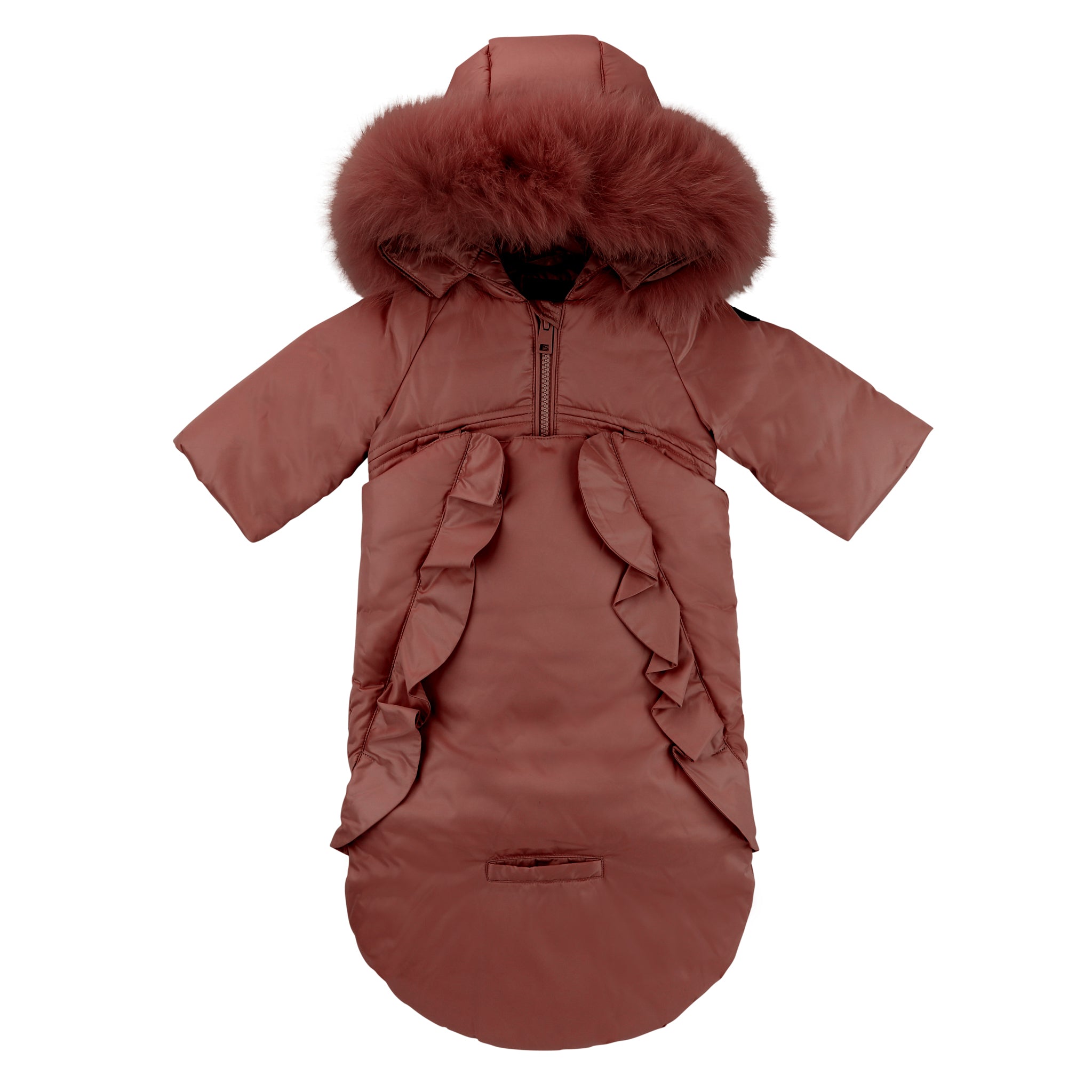Pramie Mauve Ruffle Down Snowsuit