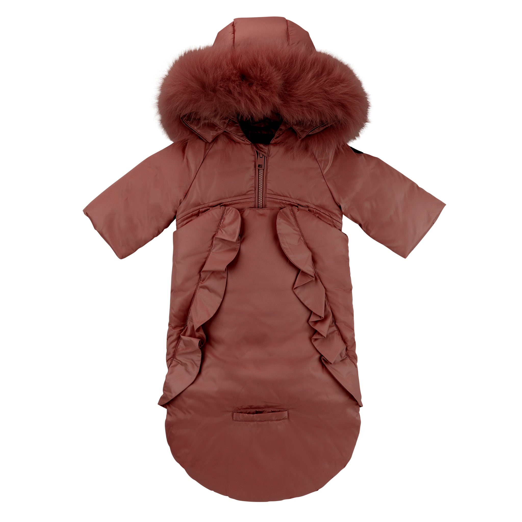 Pramie Mauve Ruffle Down Snowsuit