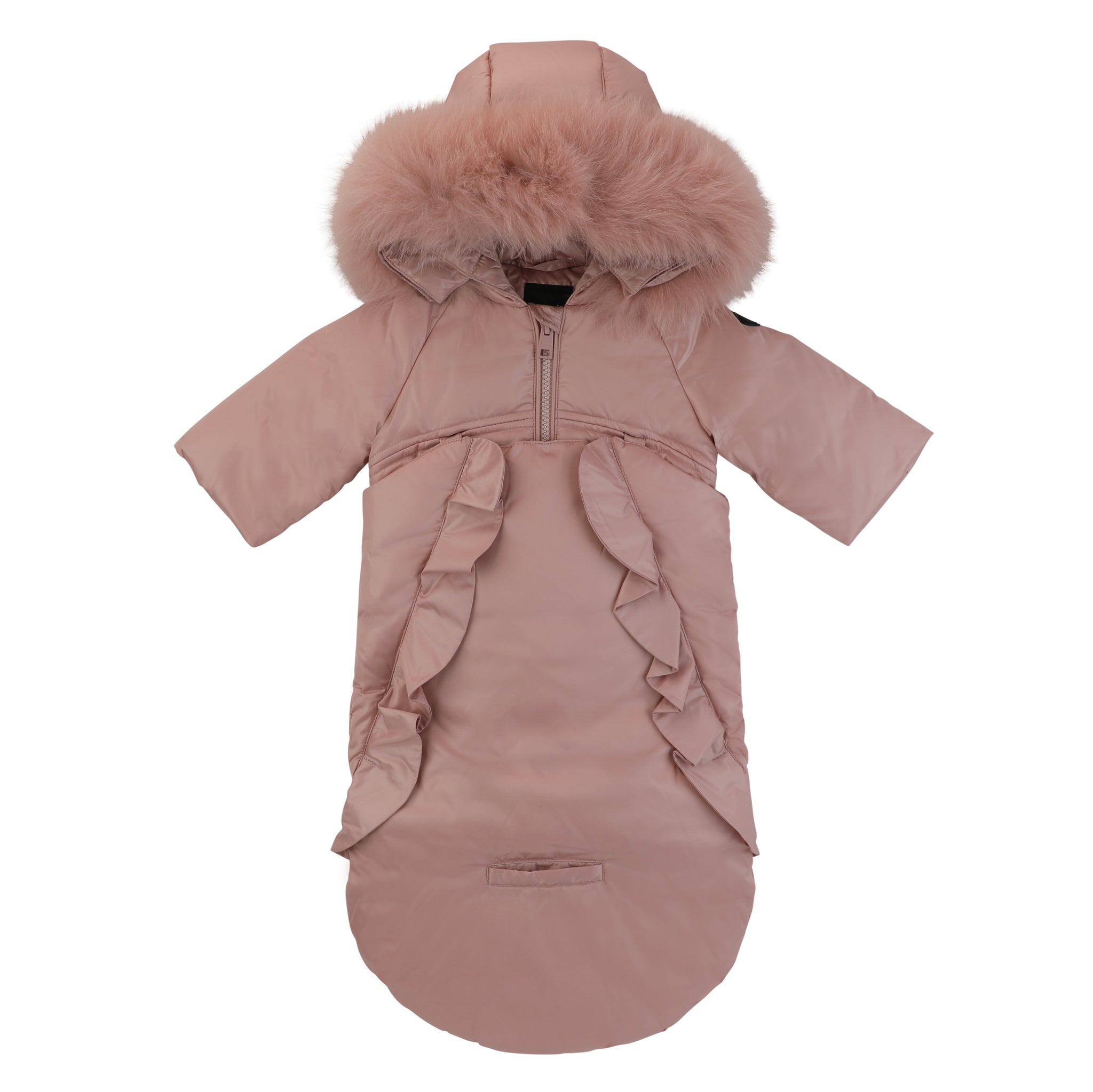 Pramie Pink Ruffle Down Snowsuit