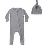 Quincy Mae Slate Bamboo Zip Footie Set