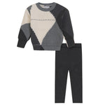 Mann Grey/Cream Color Blocked Argyle Set