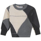 Mann Grey/Cream Color Blocked Argyle Sweater