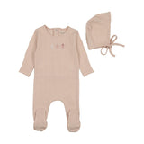 Bee & Dee Pastel Pink Rattles Pointelle Footie Set