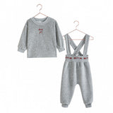 Retro Kid Grey/Red Reese Overalls Set
