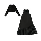 Retrokid Black Slanted Tier Collar Emery Maxi Dress Set