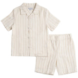 Mann Cream Wide Placket Shirt Set