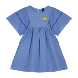 Bonmot Mid Blue Stripe Sleeve Smiley Short Dress