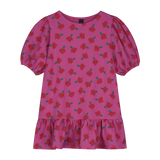 Bonmot Raspberry Stripe Balloon Sleeve Dress