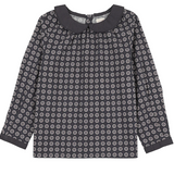 Analogie Navy Print Home Garden Peter Pan Collar Shirt