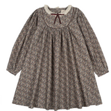 Analogie Oxford Tan Print Home Garden Laced Trimmed Dress