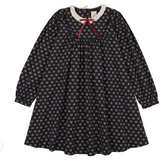 Analogie Navy Print Home Garden Laced Trimmed Dress