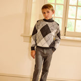 Parni Grey Argyle Sweater
