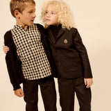 Parni Black Contrast Patch Cardigan