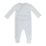 Kipp White Pink White Rib Flying Ribbons Footie