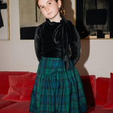 Christina Rohde Green/Navy Plaid Overlap Detail Skirt