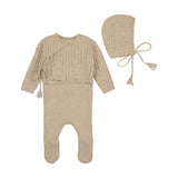 Bee & Dee Oat Soft Cable Knit Footie Set