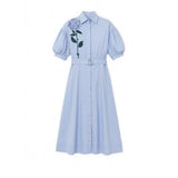 Soir Blue Victoria Applique Dress