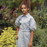 Soir Blue Victoria Applique Dress