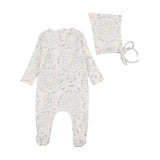 Bee & Dee Blue Swirls In Bloom Footie Set