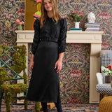 Laurent Black Sateen Jacquard Dress