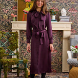 Laurent Plum Studded Collar Sateen Dress