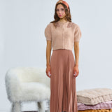 Laurent Neutral Tone Pleated Maxi Skirt