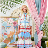 Laurent Light Blue With Red Floral Dress
