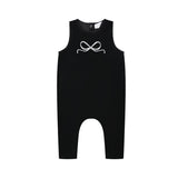 Bopop Black Embroidered Bow Overalls