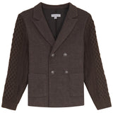 Mann Brown Cable Knit Sleeves Blazer