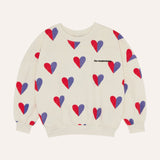 The Campamento Ecru Bicolor Hearts Sweatshirt
