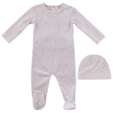Kipp Pink Flying Ribbons Velour Footie Set