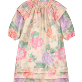 Tangerine Flower Print Voile Dress