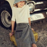Teela Black Structure Denim Wrap Skirt
