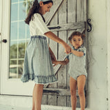 Teela Stonewash Denim Structure Ruffle Skirt
