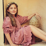 Teela Blush Linen Lace Dress