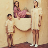 Teela Blush Linen Lace Dress