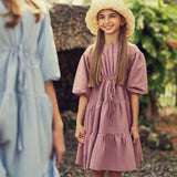 Teela Grape Crinkle Layer Dress