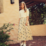 Teela Beige Embroidered Maxi Skirt