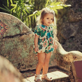 Teela Teal Floral Square Romper