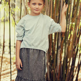 Teela Black Structure Denim Ruffle Skirt