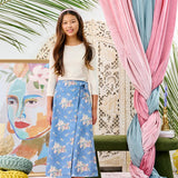 Laurent Floral Denim Wrap Skirt